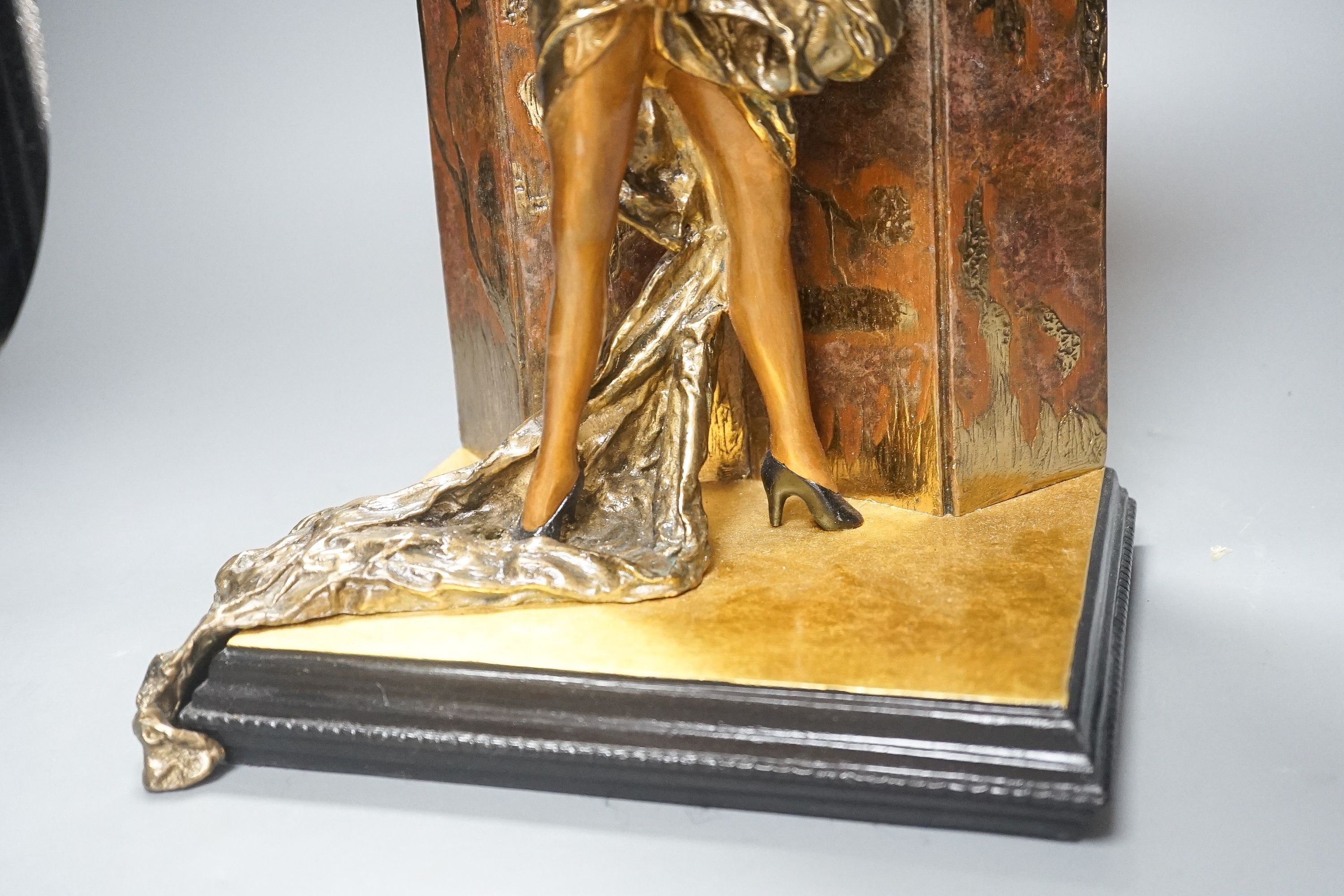 After Louis Icart a bronze sculpture, entitled “Masque Noir”, distributed by Rosenbaum Fine Art, 34 cms high.
